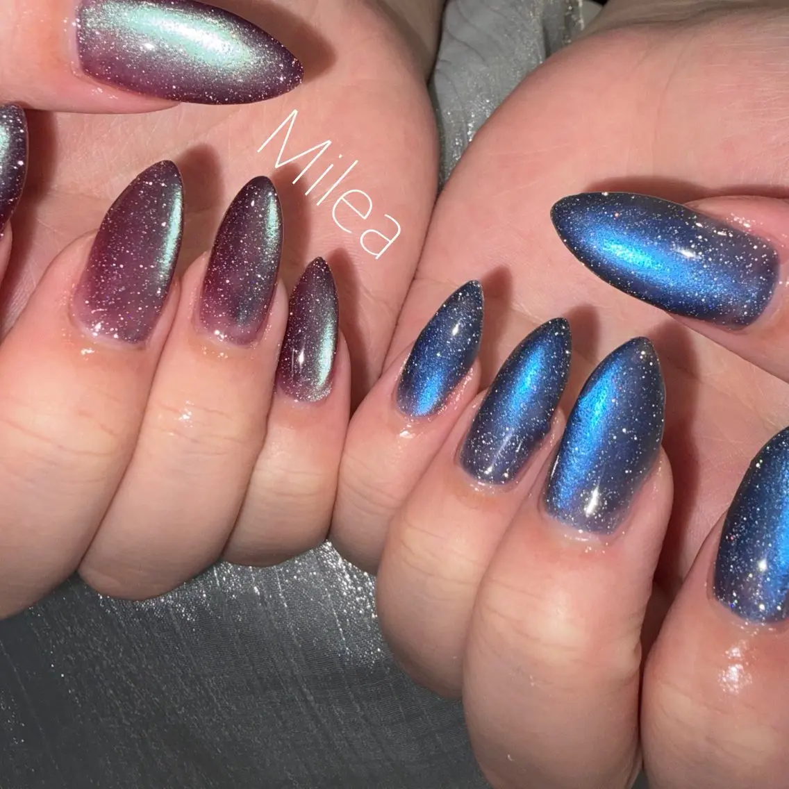 ジェルチップ長さだし１０本💅🏾➕マグネットorフラッシュワンカラー🌺🩵の写真