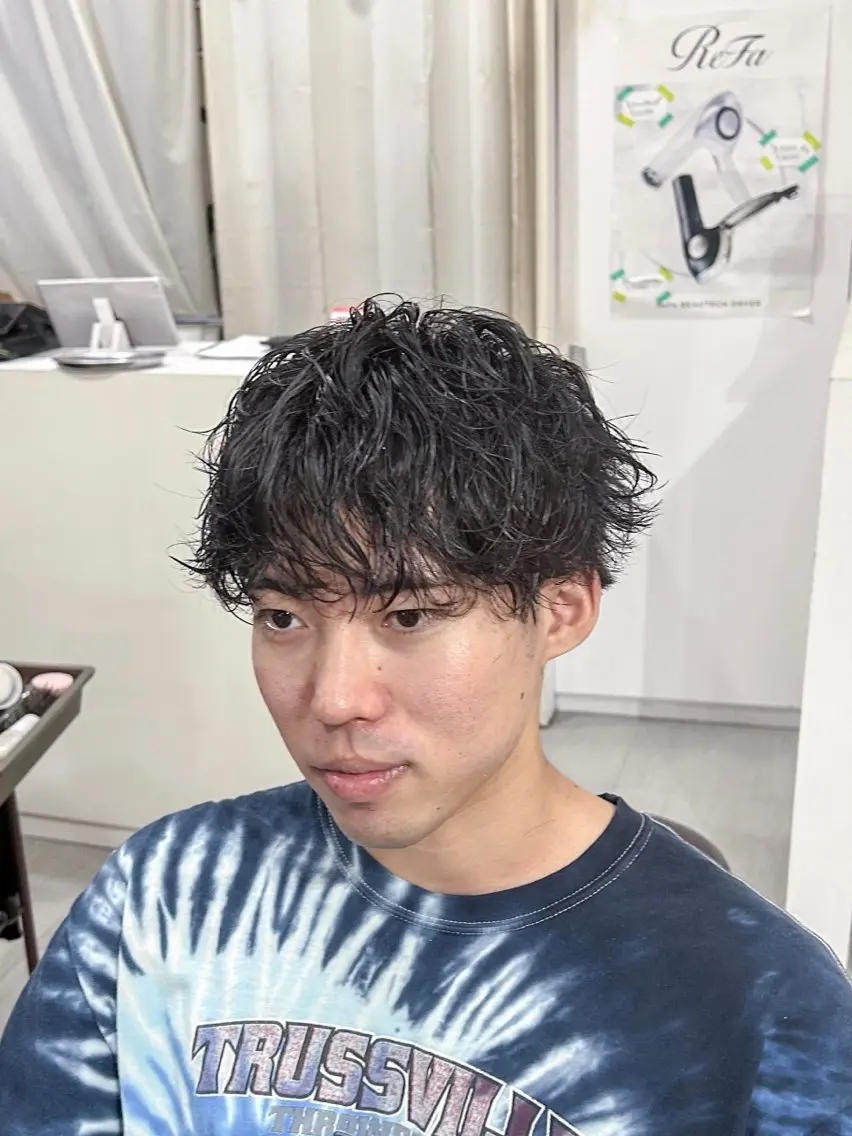 ショート パーマ メンズ 伸ばしかけ かんばら りょーいのヘアスタイル