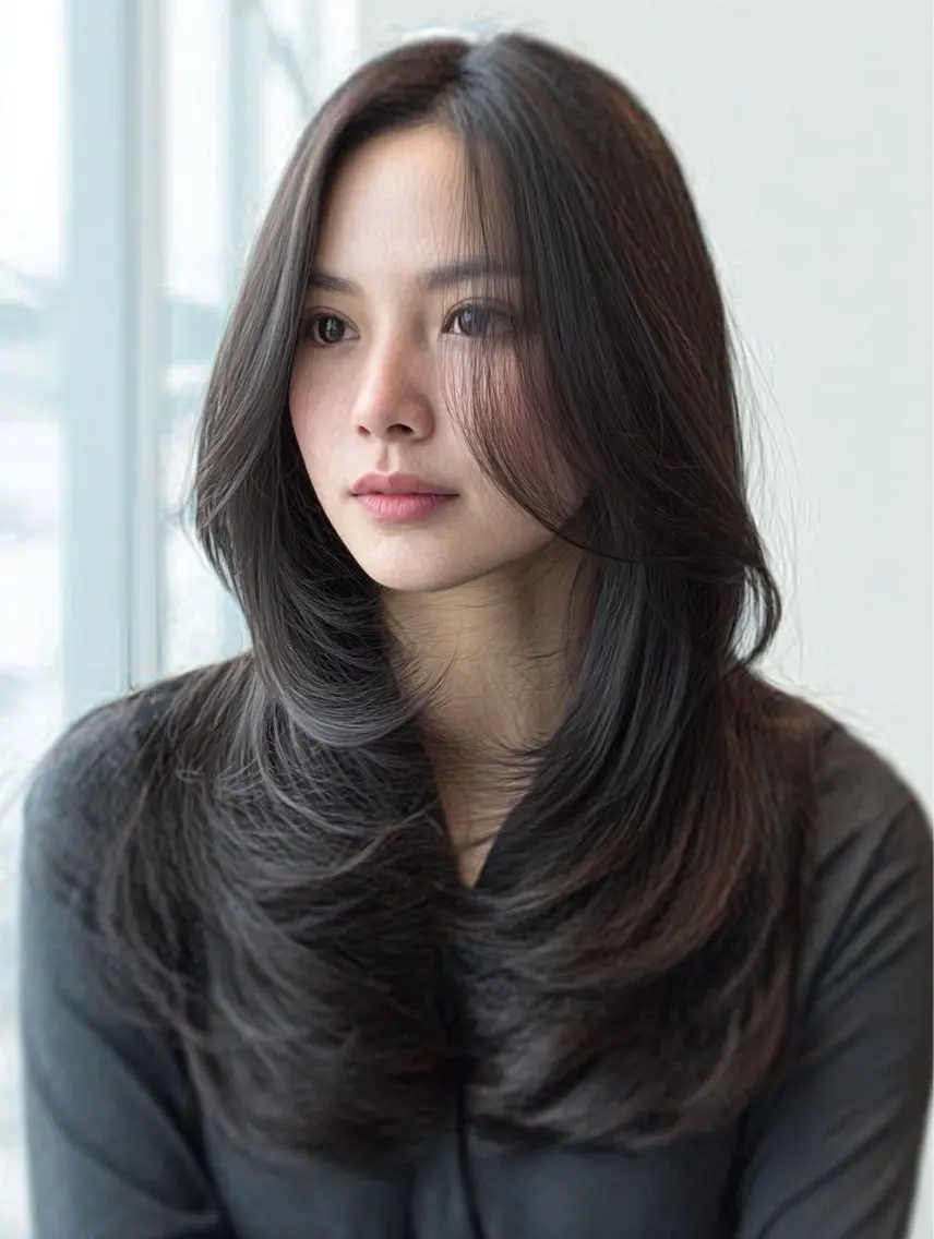 ロング カラー ヘアカラー 🍒モテ暖色カラー × うる艶✧ ゆなのヘアスタイル