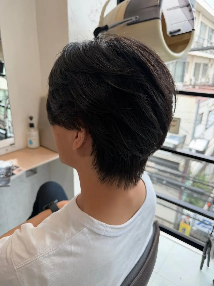 ショート メンズ センターパート メンズ韓国風 韓国マッシュ マッシュ メンズパーマ カット 大木 拓瑞のヘアスタイル