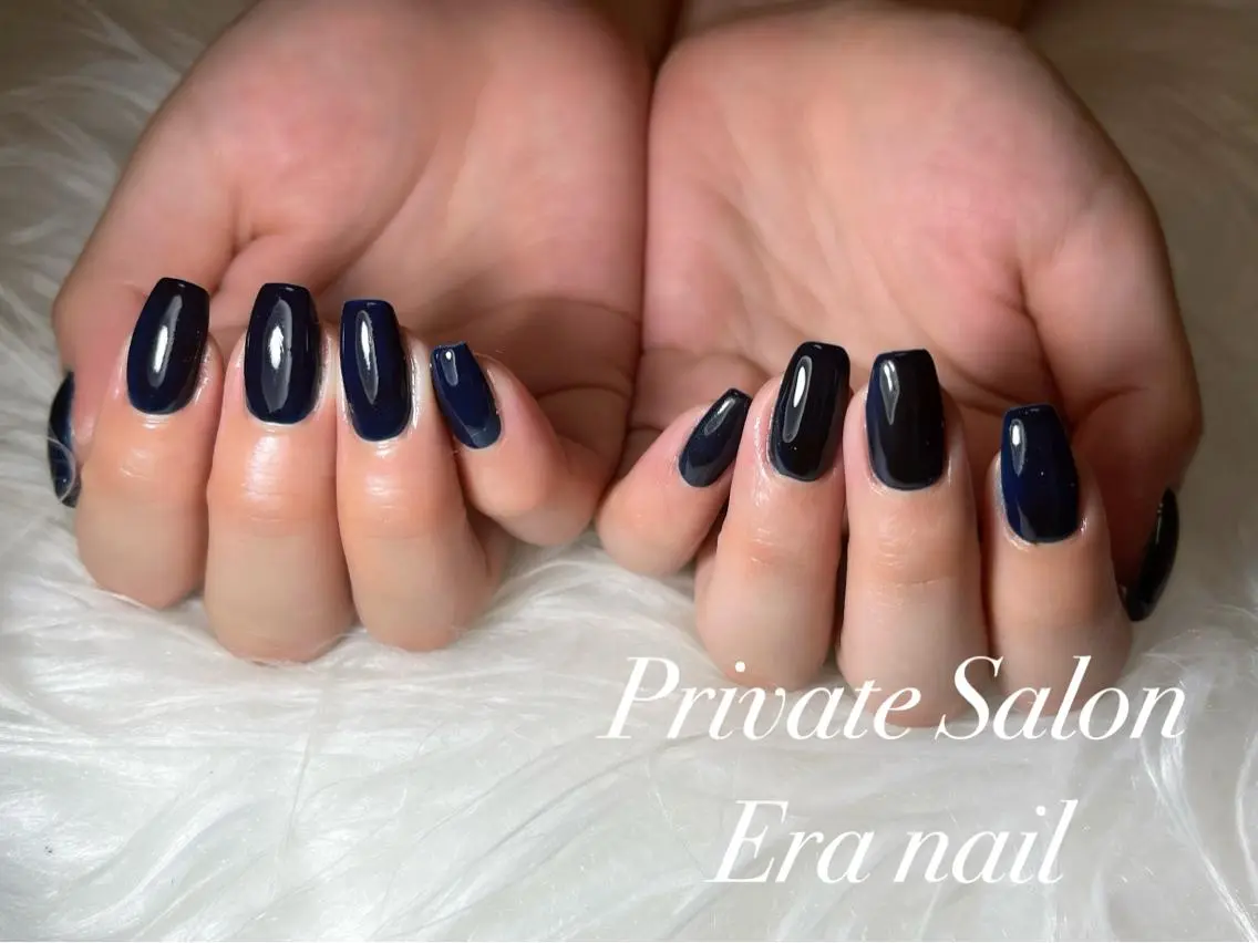 ネイル ネイビー ワンカラーネイル ハンドネイル Era nailのネイルデザイン