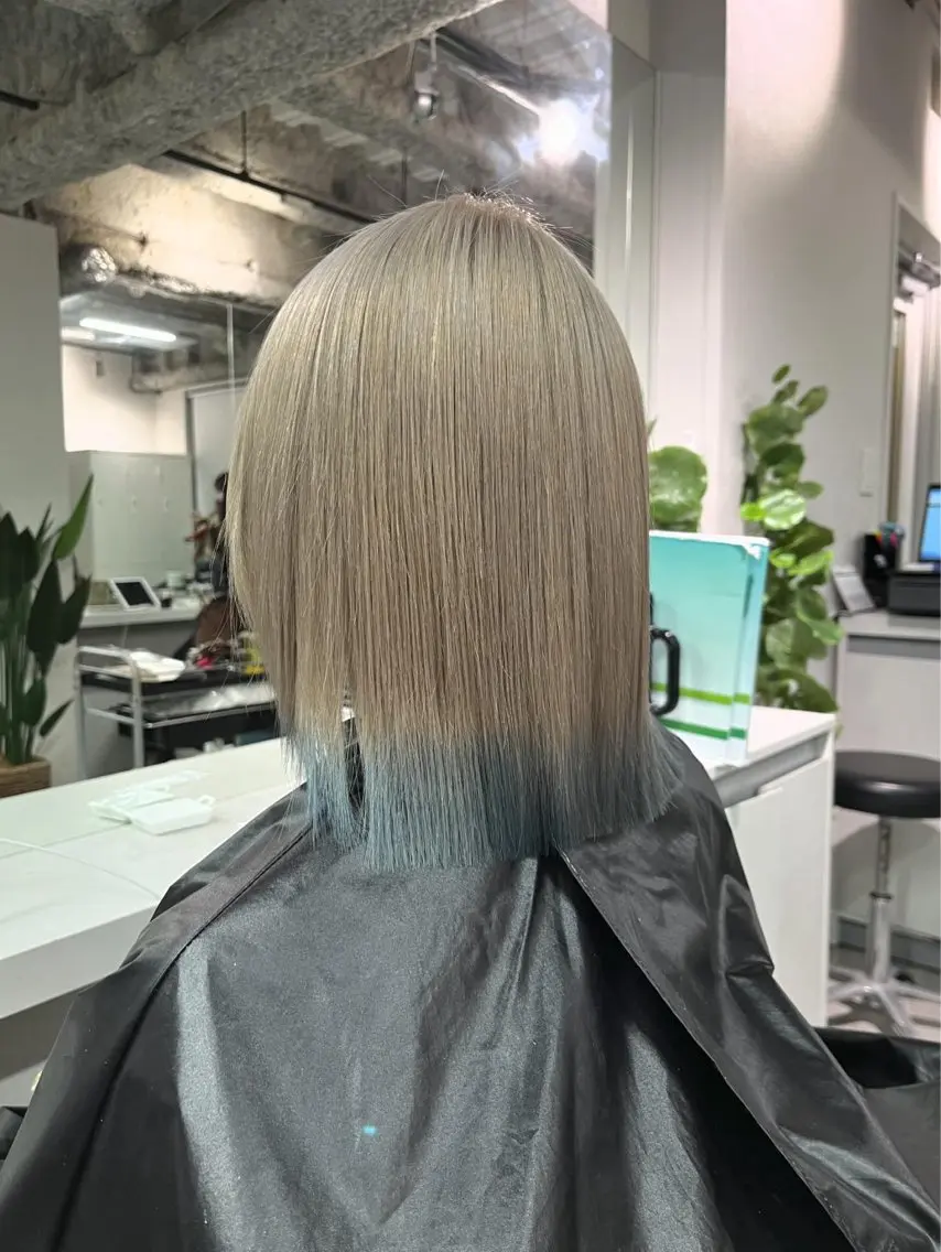 ミディアム カラー ヘアカラー トリートメント ハイトーン&髪質改善 &韓国エクステ🤎のヘアスタイル