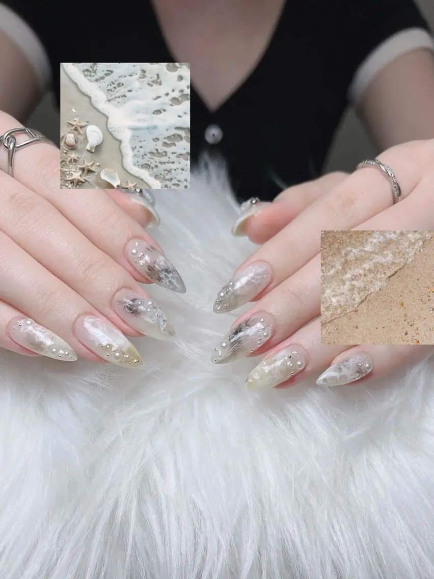 ネイル オーロラネイル ボルドー ブラウン 氷ネイル・うるうるネイル キラキラネイル ハンドネイル Sora  Nail 長さ出し専門店のネイルデザイン