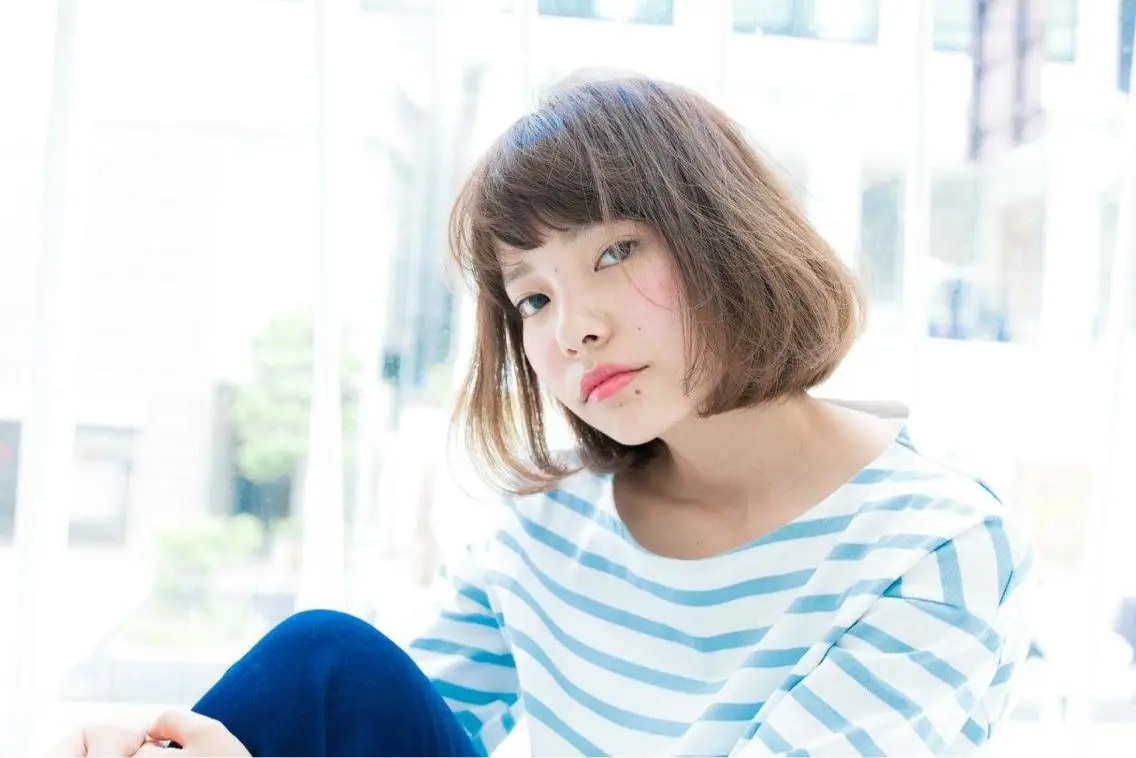 ミディアム セミロング カラー パーマ 内藤 達也のヘアスタイル