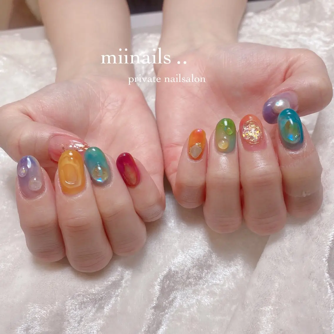 ネイル 韓国ネイル ニュアンスネイル ワンホンネイル ハンドネイル nailsalon miinailsのネイルデザイン