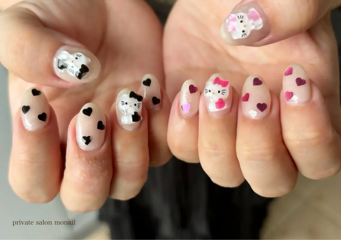 ネイル ハート 持ち込み ハンドネイル nail salon monailのネイルデザイン