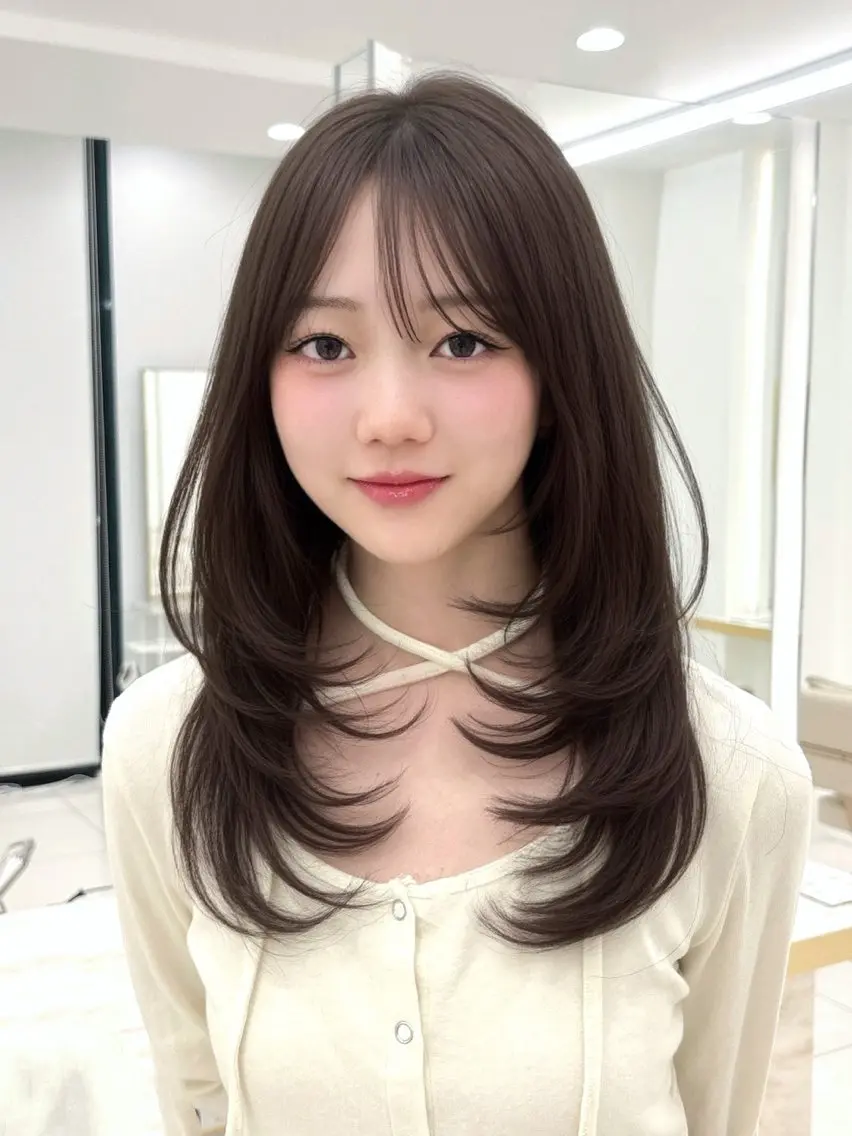 ロング カラー カット ヘアカラー トリートメント 栄/レイヤー/ 顔まわり/こころのヘアスタイル