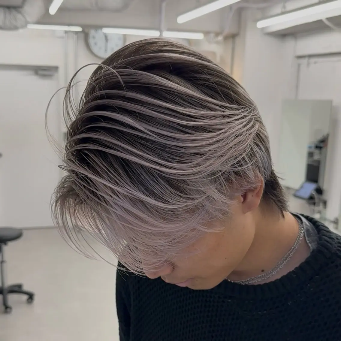 ミディアム カラー パーマ ヘアアレンジ メンズ メンズバレイヤージュ 🌫ハイライトのヘアスタイル