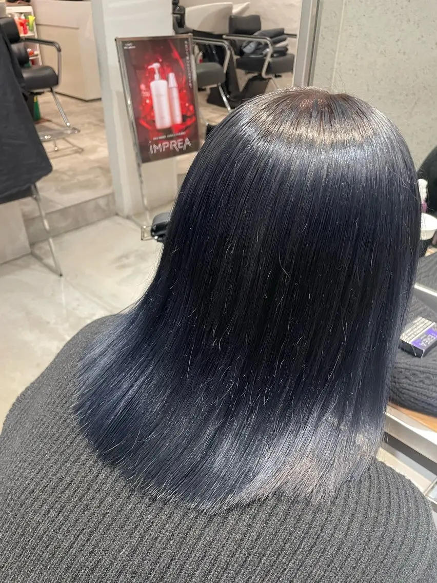 ミディアム カラー ブリーチ ブリーチなしカラー ボブ ニルツカモト/ RINAのヘアスタイル