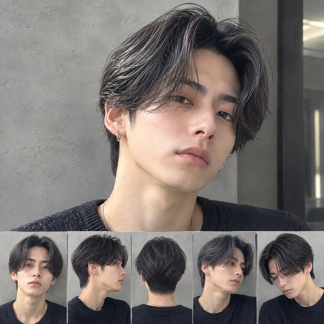 ミディアム パーマ メンズ カット 縮毛矯正 トリートメント ハクヤ心斎橋 パーマ/縮毛矯正のヘアスタイル