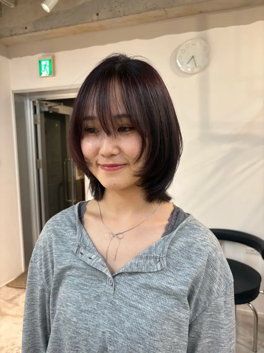 ショート カラー ボブレイヤー レッドカラー ボブ レイヤーカット ナナ/ fitのヘアスタイル
