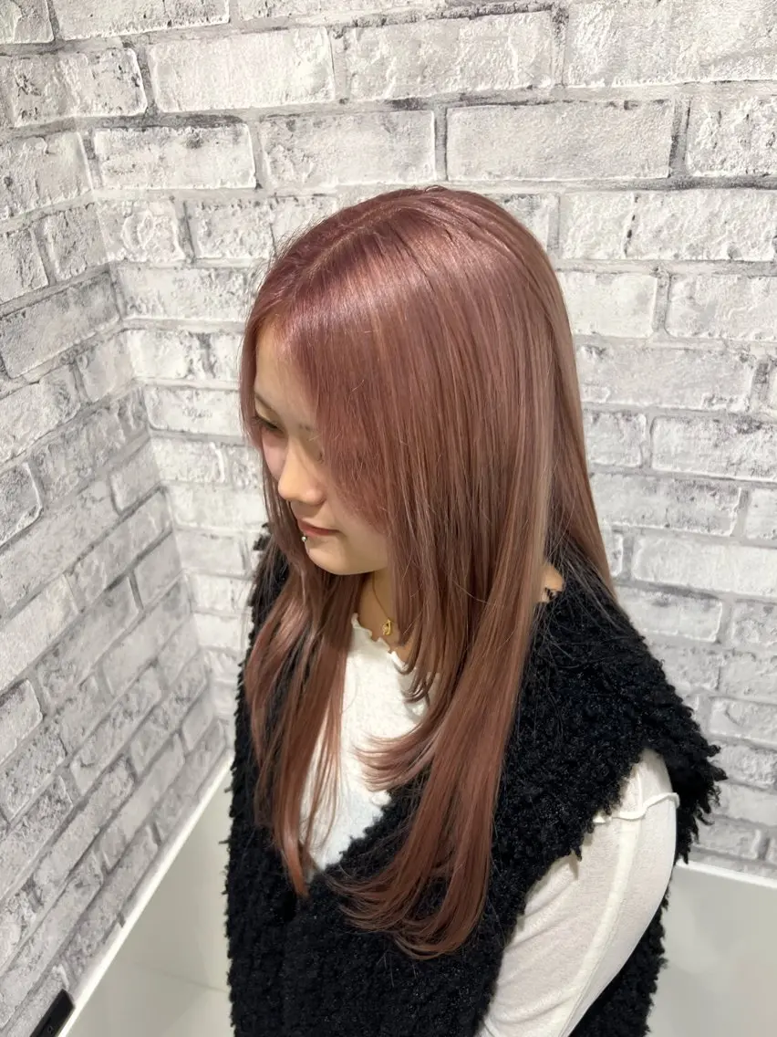 ロング カラー ブリーチ ピンクカラー カット ヘアカラー トリートメント Oops旧TABOO 早野太郎のヘアスタイル