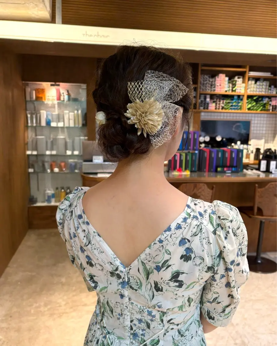 ミディアム ヘアアレンジ 着物ヘア ヘアセット パル__レイヤー/パ ーマ/デザインカラーのヘアスタイル