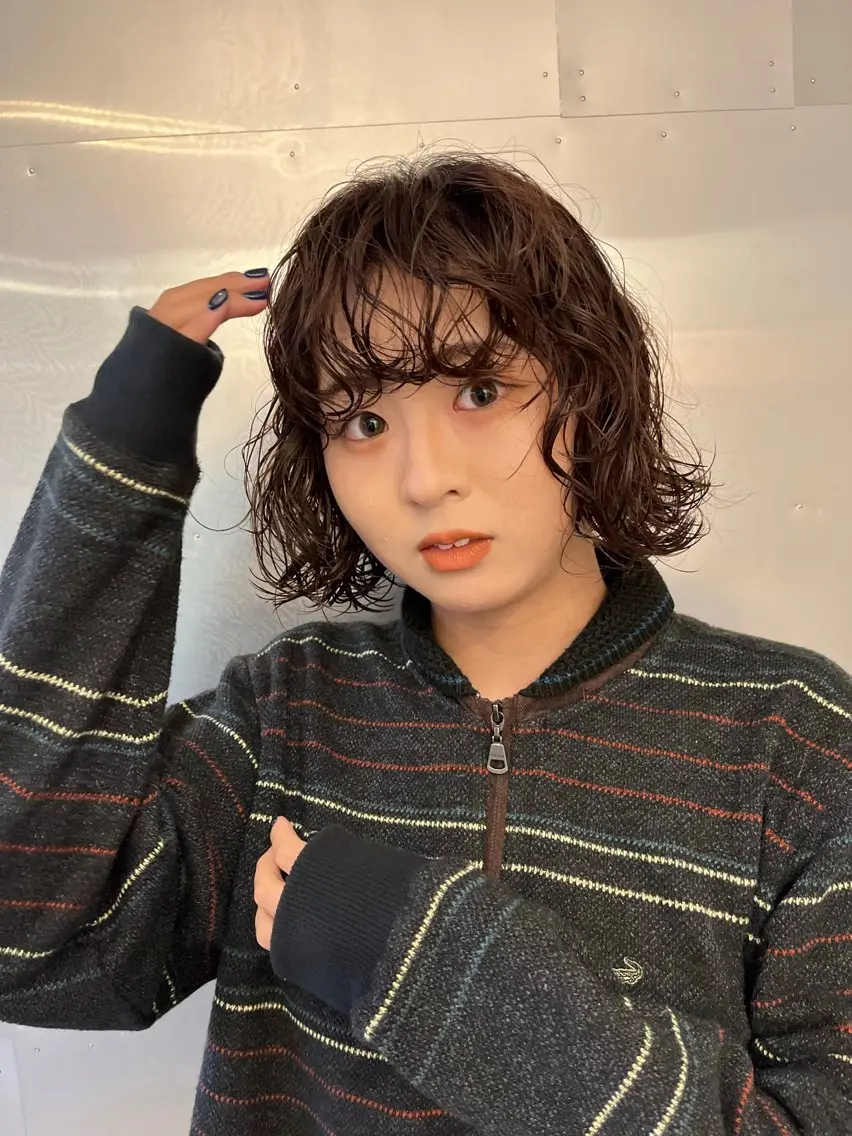 ショート パーマ ボブ ボブパーマ/パーマ ウルフパーマのヘアスタイル