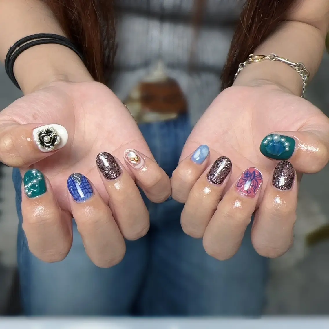ネイル アートネイル フラワーネイル フットネイル ジェルネイル ガーリー ハンドネイル UM Nail Salonのネイルデザイン