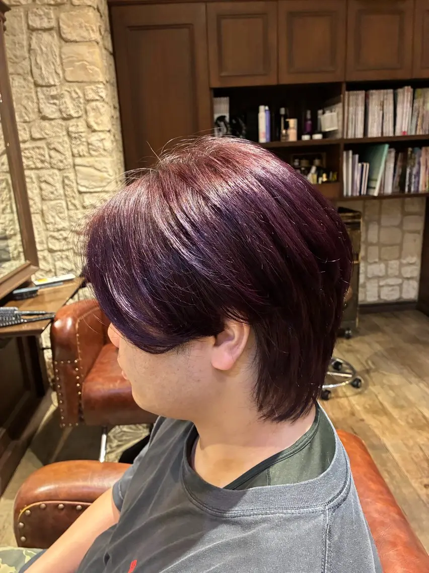 ショート メンズ カット ヘアカラー 縮毛矯正／艶カラー アオキタイキのヘアスタイル