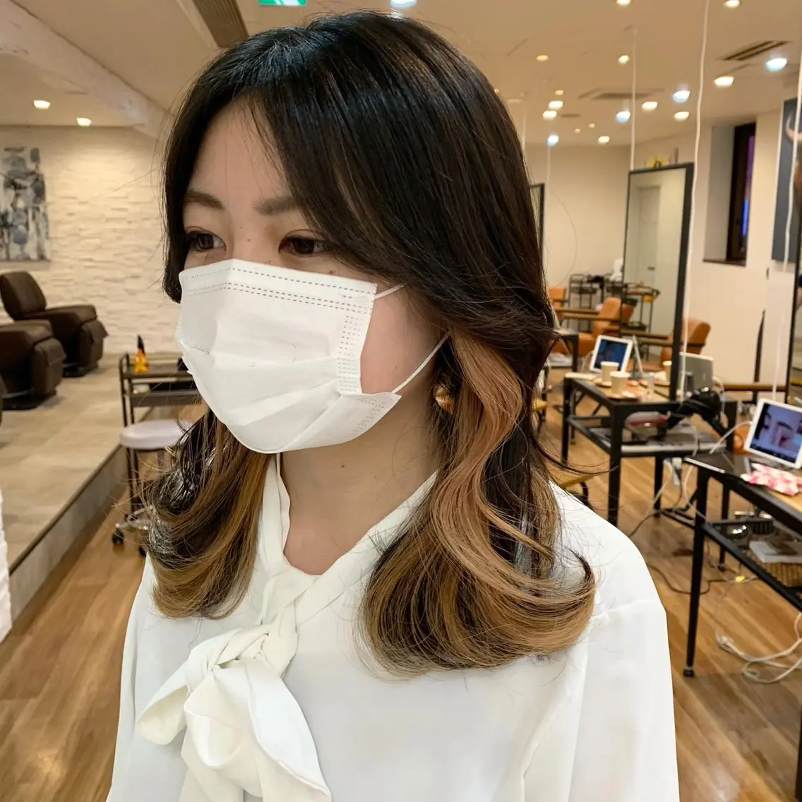 セミロング カラー インナーカラー くびれヘア 【韓国風くびれヘア】 joule小木曽輝のヘアスタイル