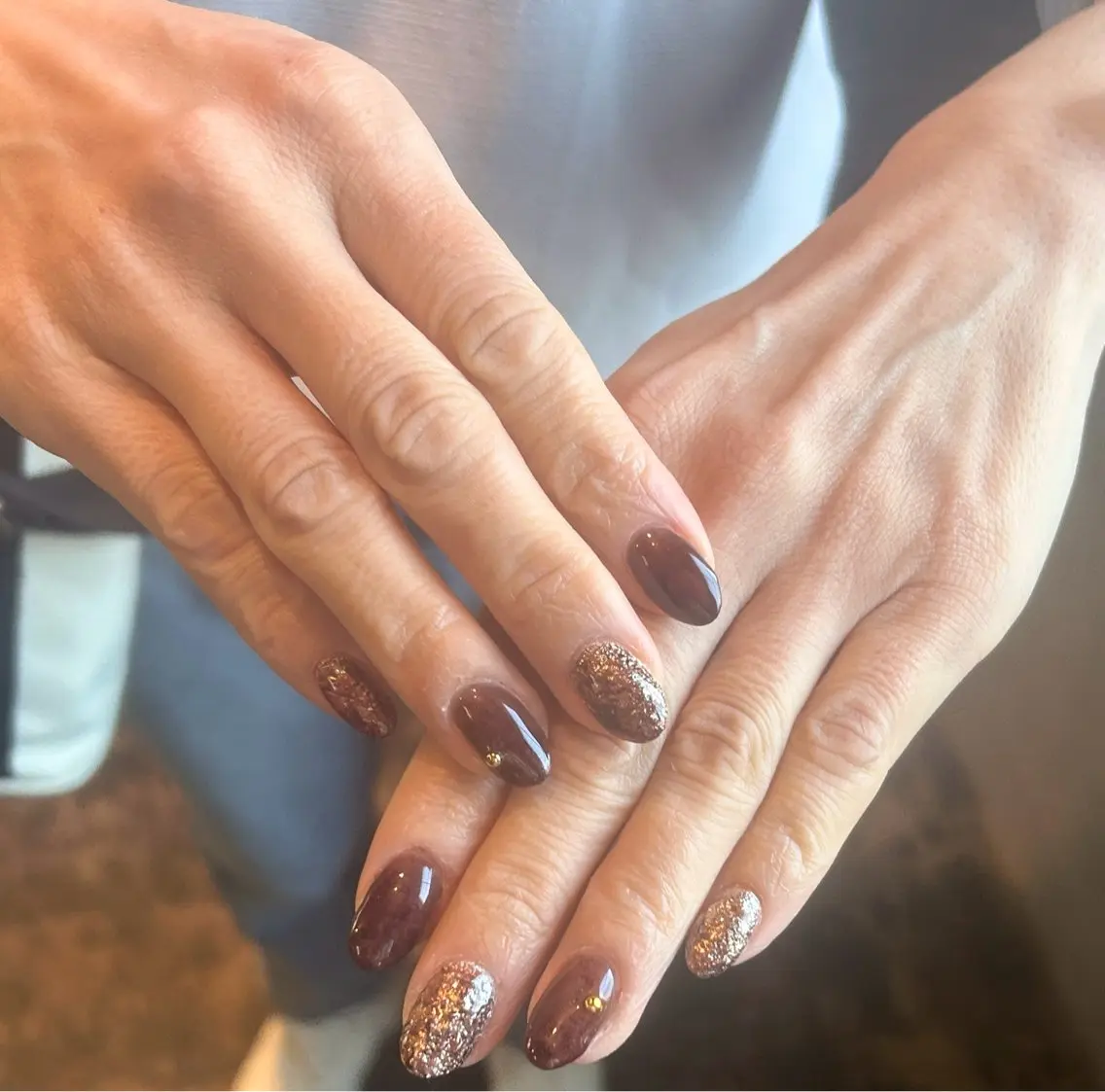 ネイル ブラウン ニュアンスネイル 山口 ななこのネイルデザイン