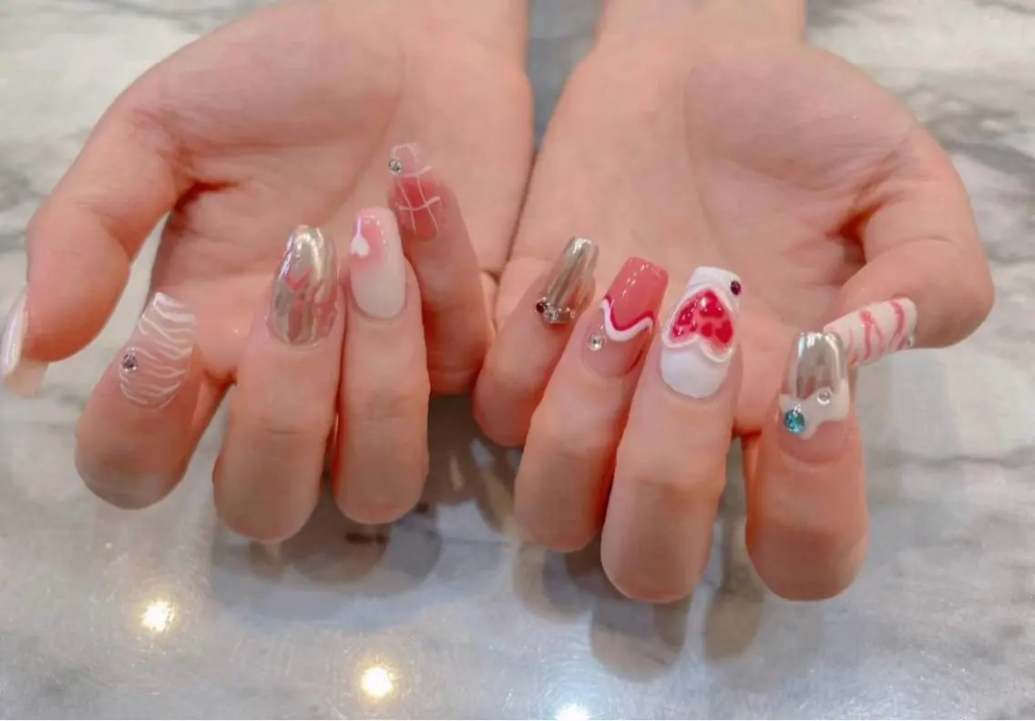 ネイル アートネイル フットネイル ジェルネイル ハート マグネットネイル babarla Nailのネイルデザイン