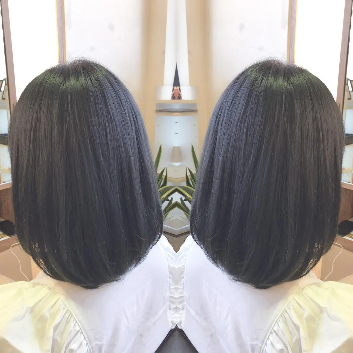 ミディアム カラー グレージュ ネイビーカラー 青木 茂樹⭐️ 透明感カラーのヘアスタイル