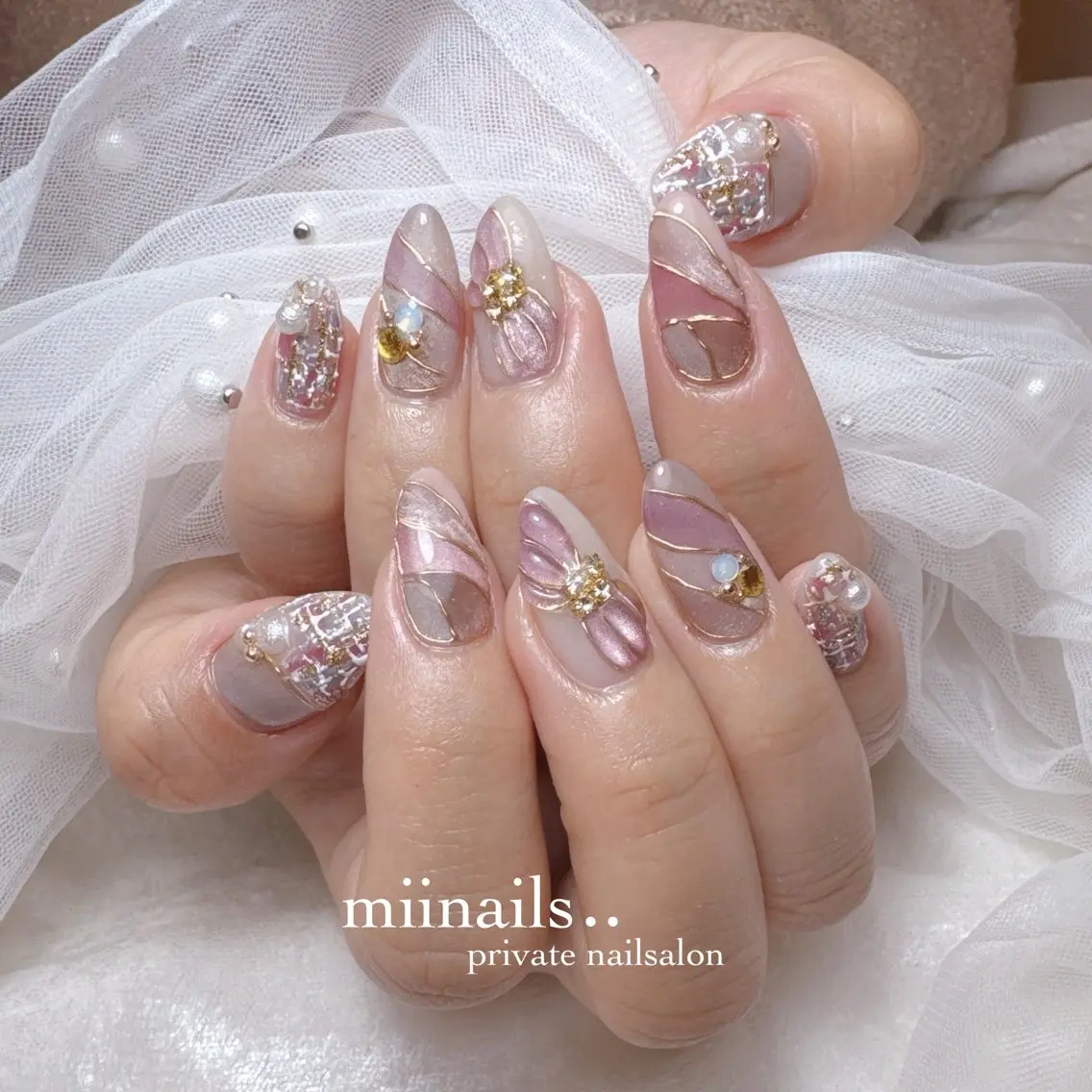 ネイル 韓国ネイル マグネットネイル ワンホンネイル ハンドネイル nailsalon miinailsのネイルデザイン