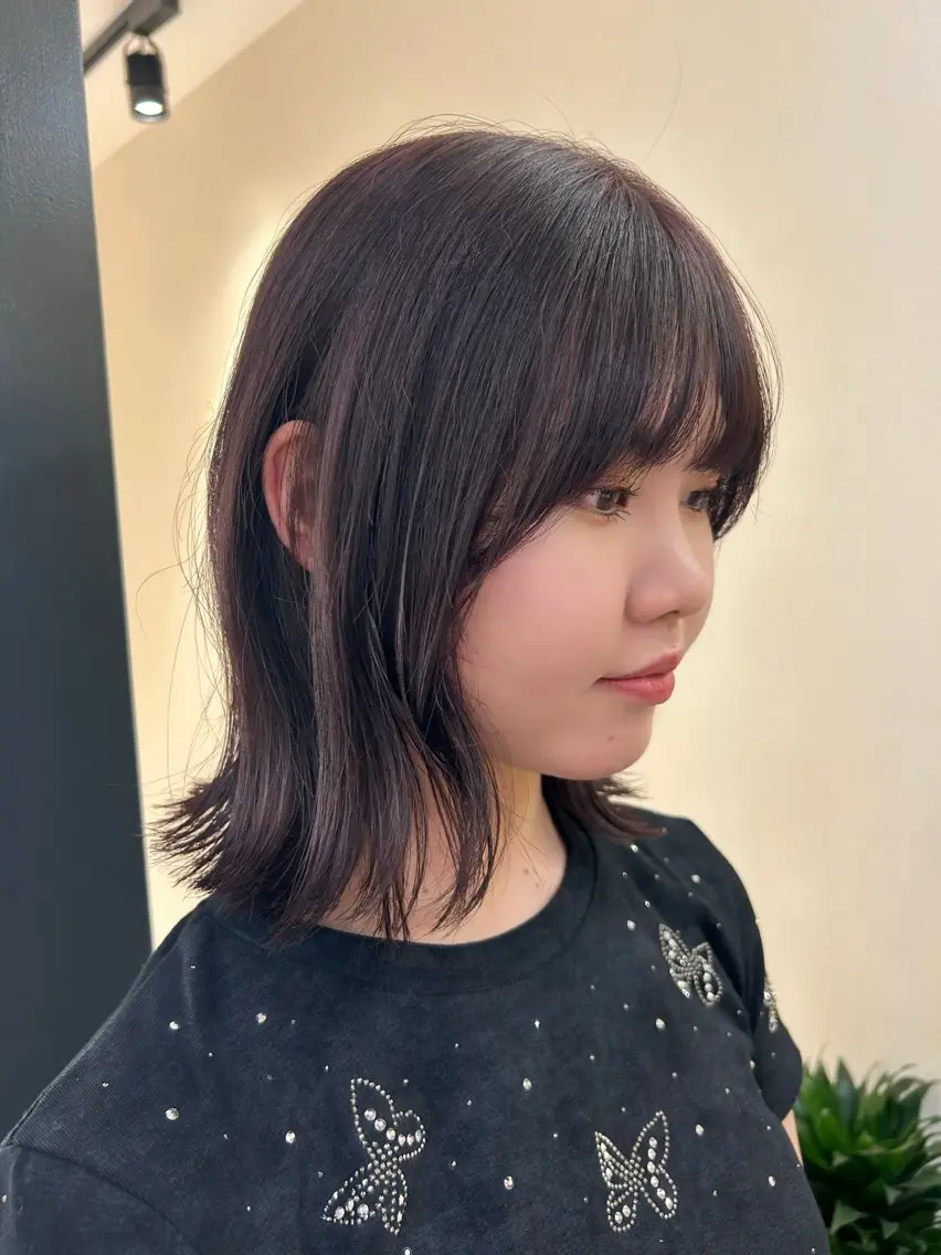 ミディアム カラー ブリーチ ダブルカラー グレージュ ラベンダーカラー ラベンダーグレージュ カット ヘアカラー トリートメント hubhair レイヤー/透明感のヘアスタイル