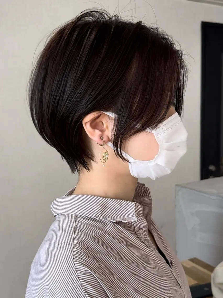 ショート カラー ブラウンカラー ダークブラウン ボブ くびれヘア カット ヘアカラー トリートメント 田畑 智規のヘアスタイル