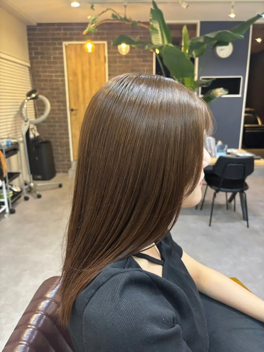 セミロング 髪質改善 縮毛矯正 ✨髪質改善カラー✨ ストレート☔脇田のヘアスタイル