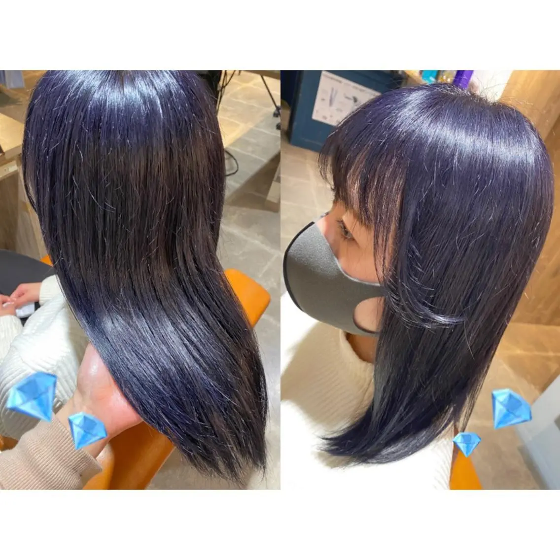 カラー ブリーチ ブルーカラー ブルーラベンダー ラベンダーカラー 🩵盛れる顔周り/ 艶カラーemi🩵のヘアスタイル