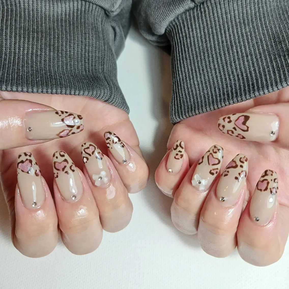 ネイル アニマル柄 ジェルネイル ハート マグネットネイル 持ち込み owlnail /持込みデザイン専門のネイルデザイン