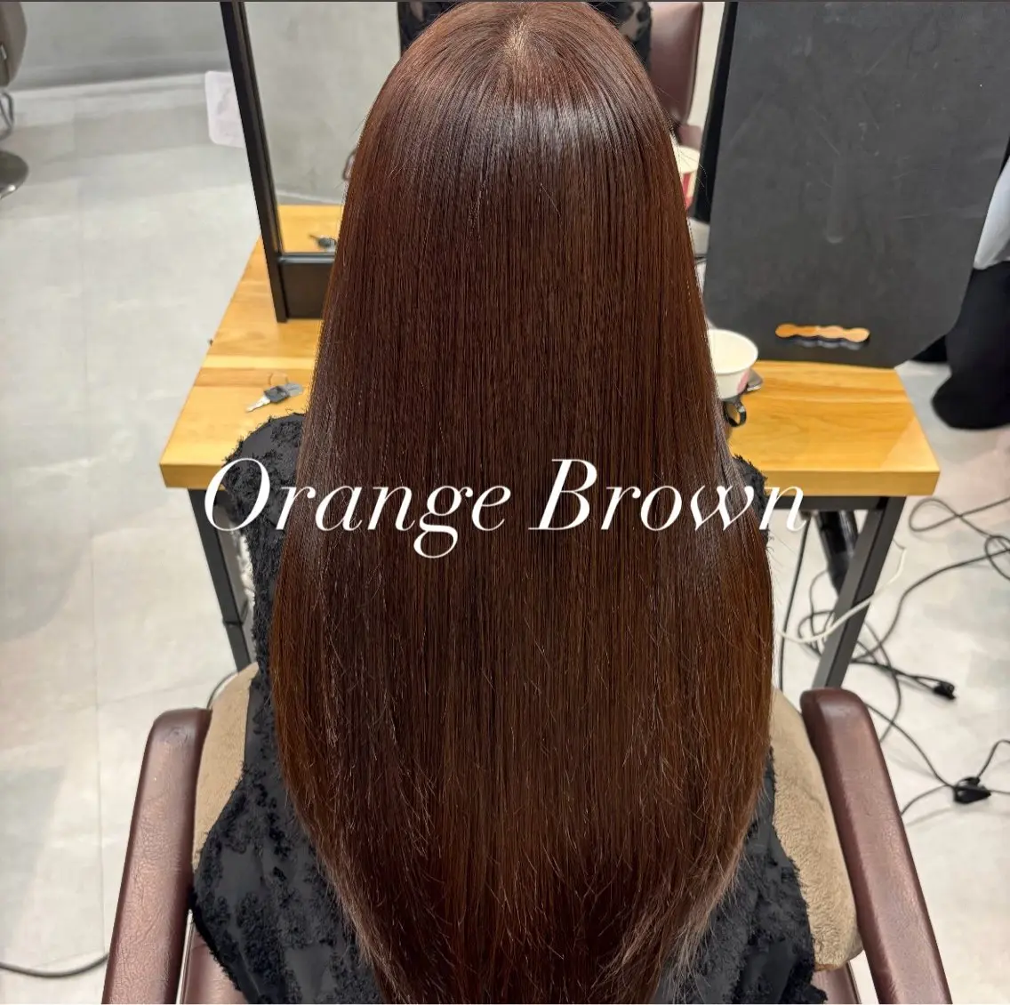 ロング カラー ブラウンカラー オレンジ オレンジブラウン 似合わせカット ヘアカラー 艶カラー✨️髪質改善 🪽縮毛矯正mamiのヘアスタイル