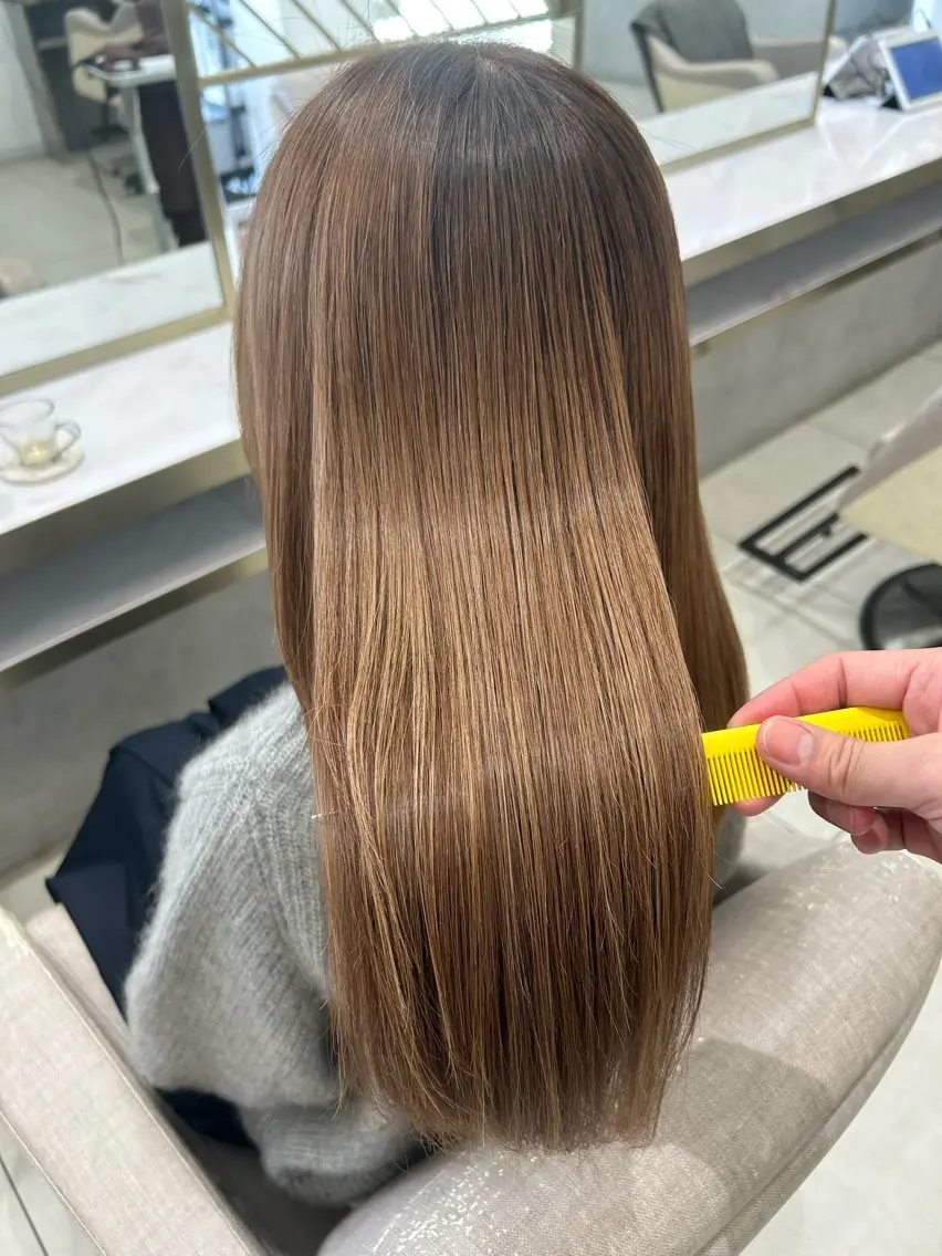 ロング カラー ブロンド 透明感カラー ヘアカラー トリートメント 渡辺　亮/ 白髪ぼかし/髪質改善のヘアスタイル