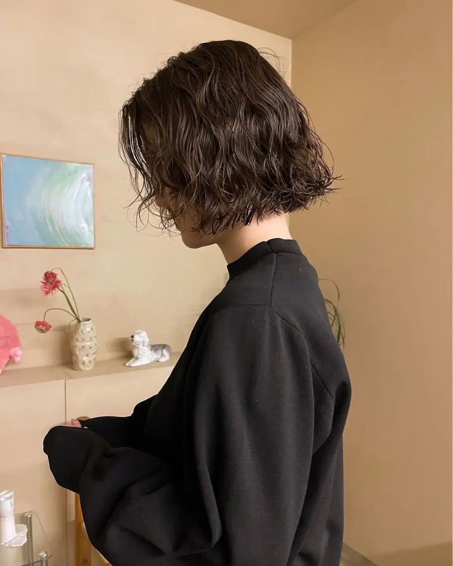 ミディアム パーマ 宮嶋 蓮のヘアスタイル