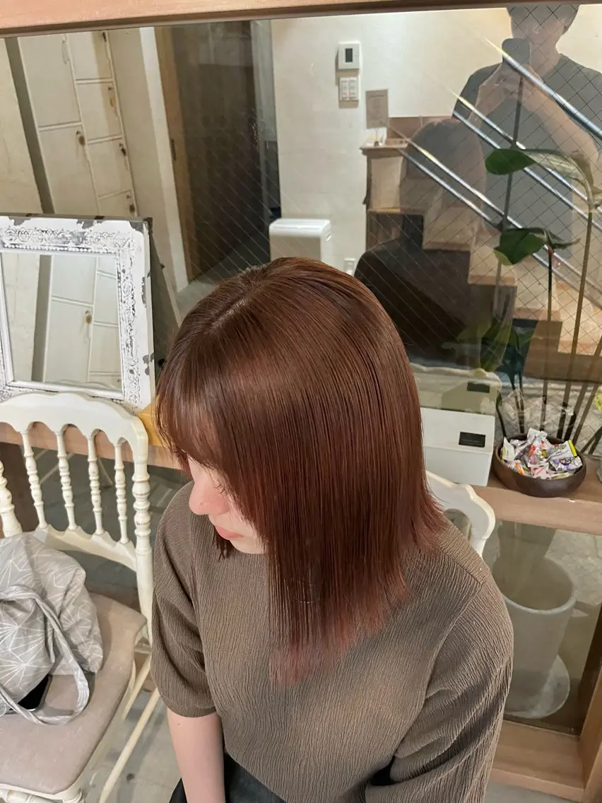 ミディアム カラー カシス オレンジ 前野 祥太のヘアスタイル