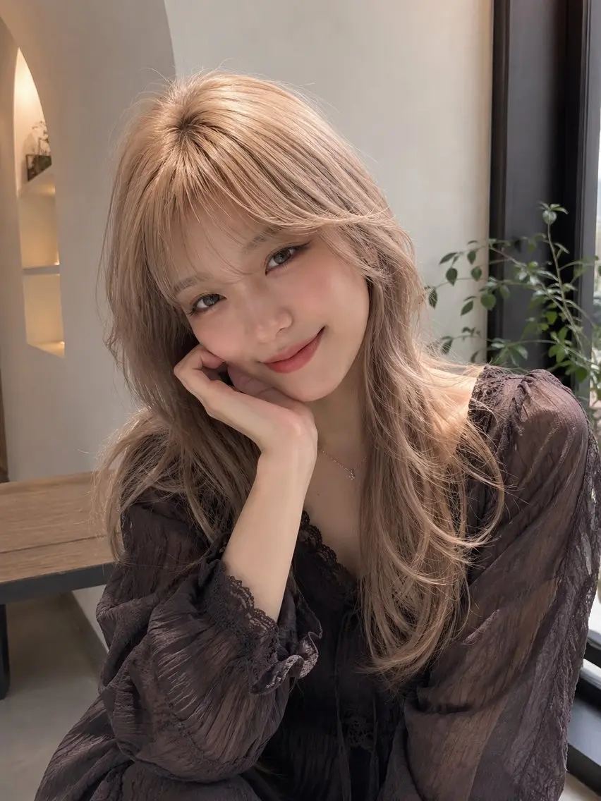ロング カラー カット ヘアカラー トリートメント 韓国レイヤー/ ハイトーン/YUTOのヘアスタイル