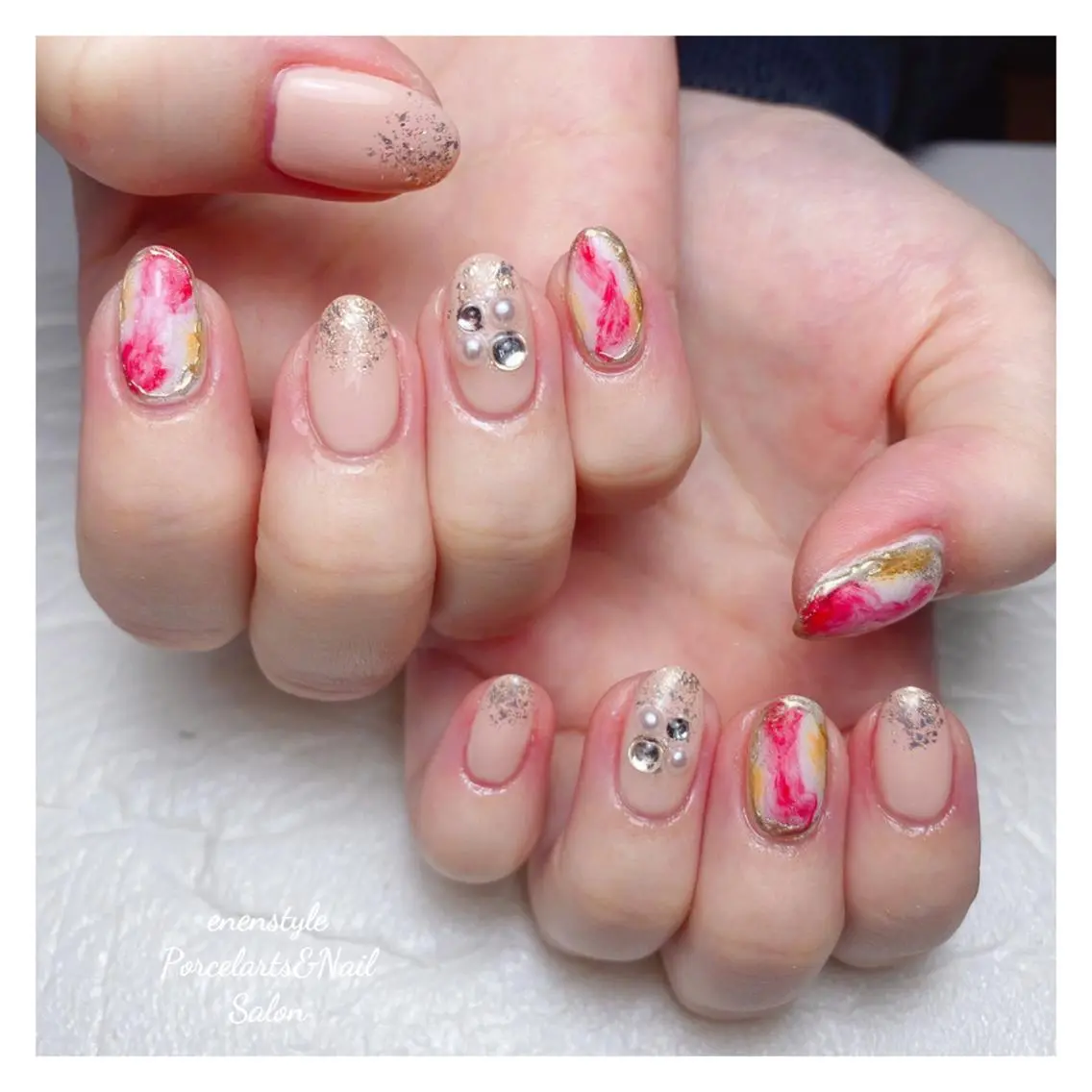 ミディアム ネイル 🐾enen style 🐾のネイルデザイン