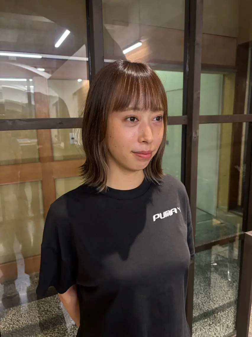 ミディアム ボブ 外ハネヘア カット zerohair むらなかあやね🐰ᩚのヘアスタイル