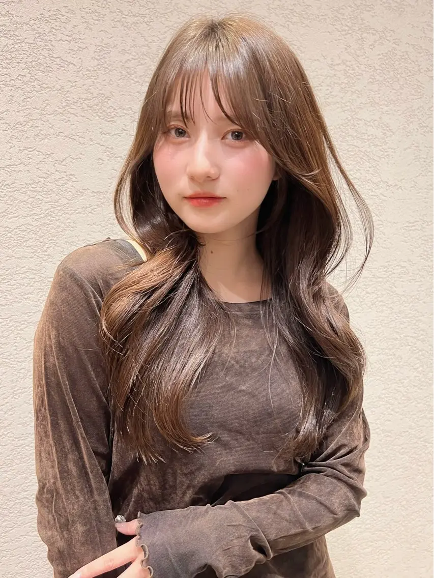 ロング カラー カット ヘアカラー トリートメント 興津/韓国レイヤー ダブルカラー美髪縮毛のヘアスタイル