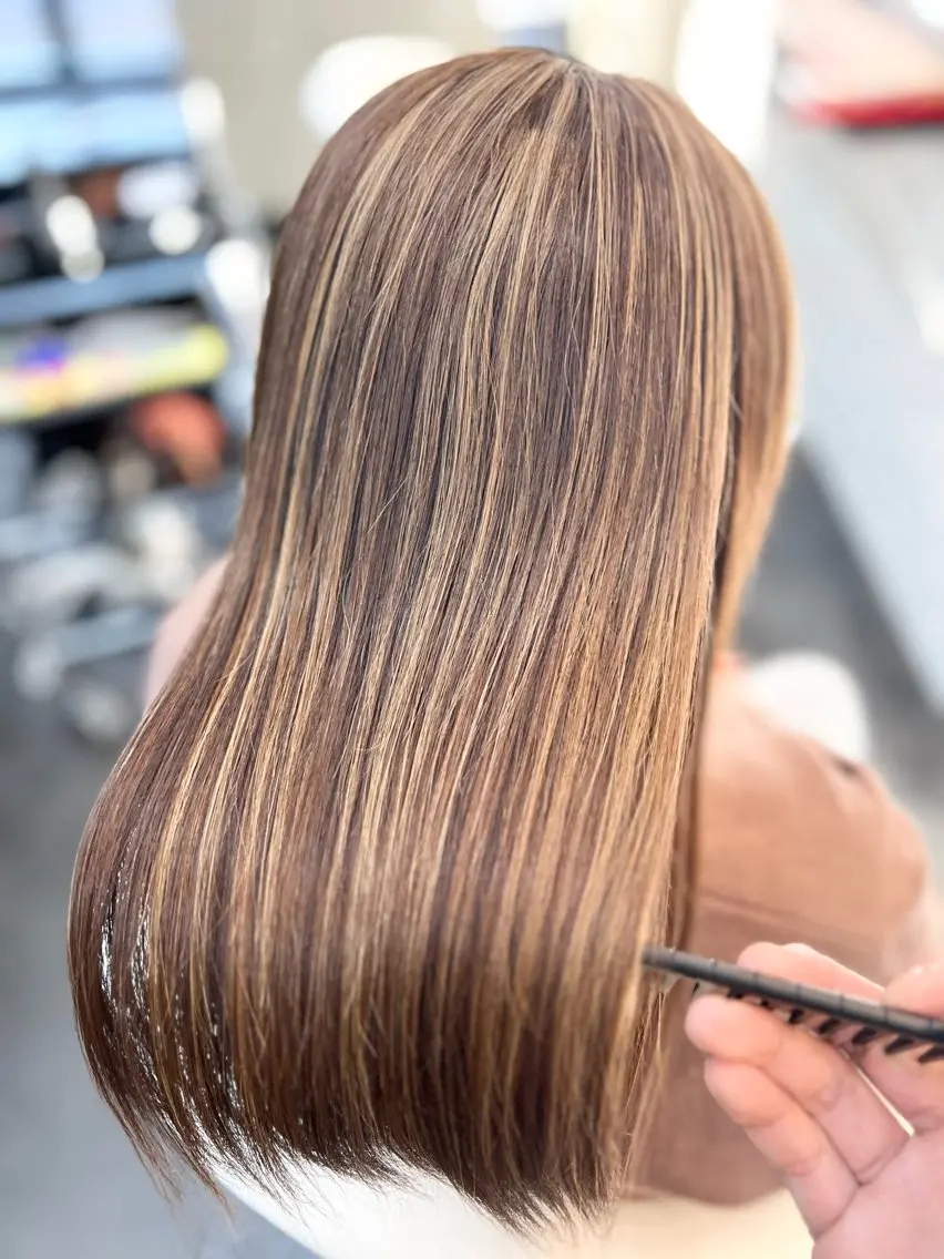 ロング ケアカラー ボブ 顔周りカット ハイライト 髪質改善 ✨艶髪・絹髪特化✨ Lit  hairのヘアスタイル