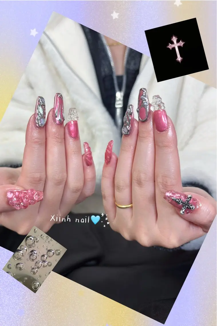 ネイル ブラウン チークネイル 桜ネイル 長さ出し フットネイル ハンドネイル XIINH NAIL SALONのネイルデザイン