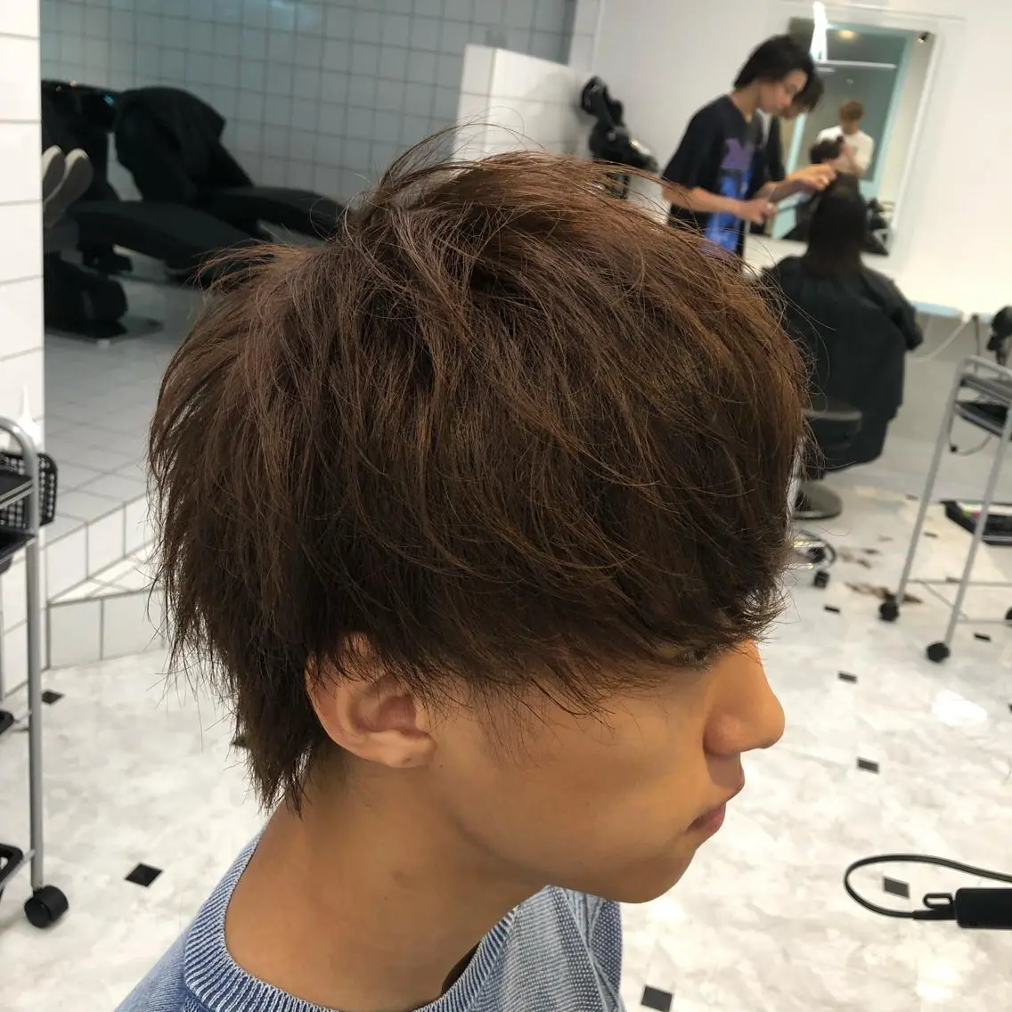 ショート カラー パーマ メンズ メンズブリーチ ブリーチ 透明感カラー ブリーチなしカラー ベージュグレージュ 💕しゅーじ💕のヘアスタイル