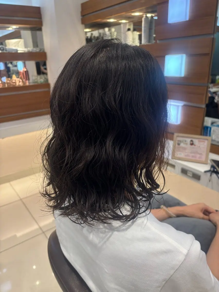 セミロング パーマ カット パーマ 💎【ちゅるんカラ ー】あいみ💎のヘアスタイル