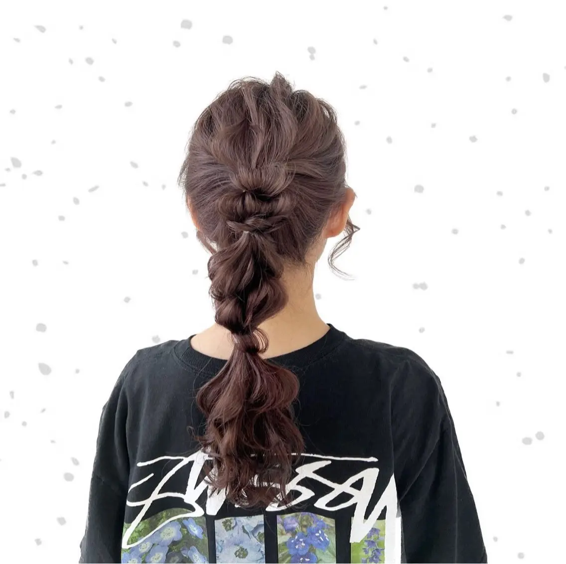 ロング カラー ヘアアレンジ ポニーテール 黒阪 なみのヘアスタイル