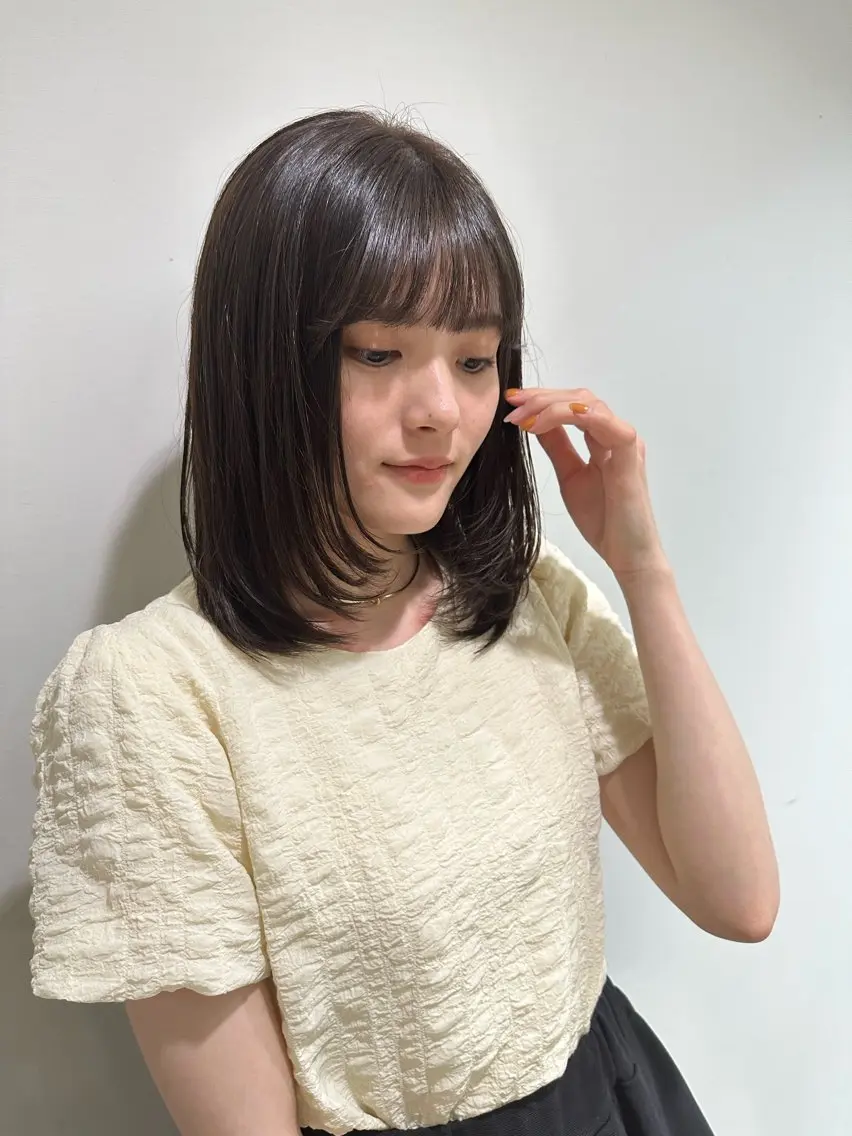 ミディアム カラー カット ヘアカラー トリートメント hibiki/セット /透明感カラーのヘアスタイル