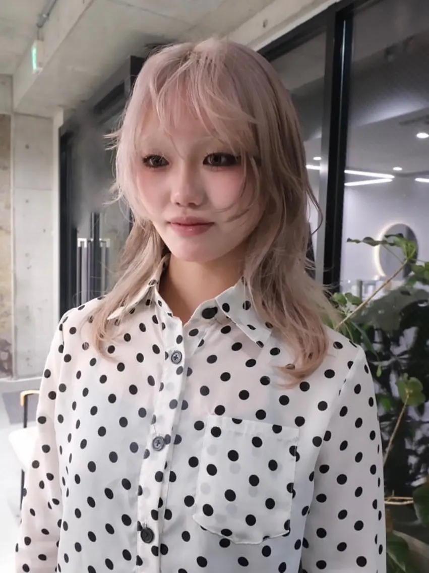 ミディアム カラー 黒髪 ピンクカラー ホワイトピンク 🫧カラーモデル募集 🫧Hiyuのヘアスタイル