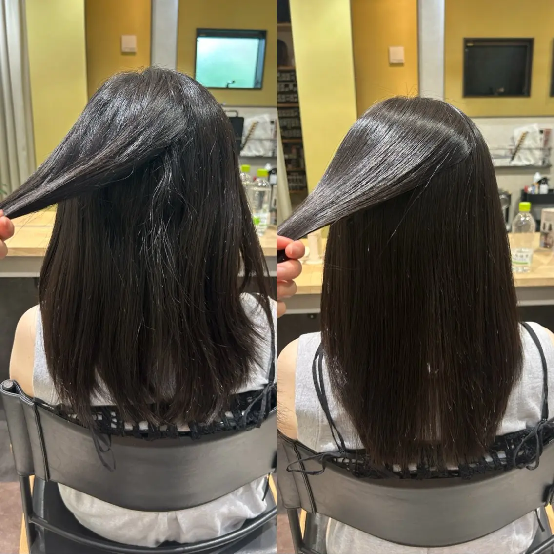セミロング パーマ 髪質改善 ストレートパーマ カット 縮毛矯正 トリートメント hubhair レイヤー/透明感のヘアスタイル