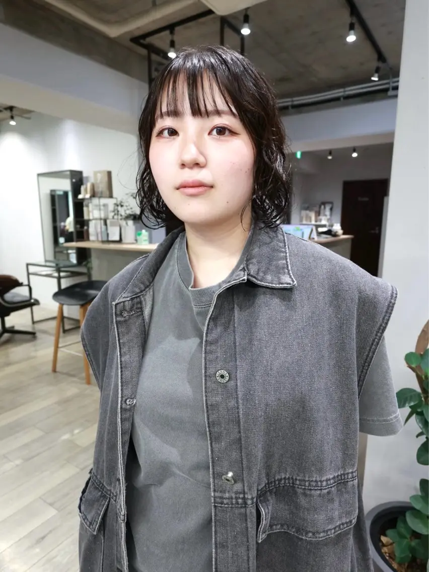 ミディアム ミディアムパーマ ボブ カット ヘアカラー トリートメント や ぎ /似合わせ カラー/神戸美容室のヘアスタイル