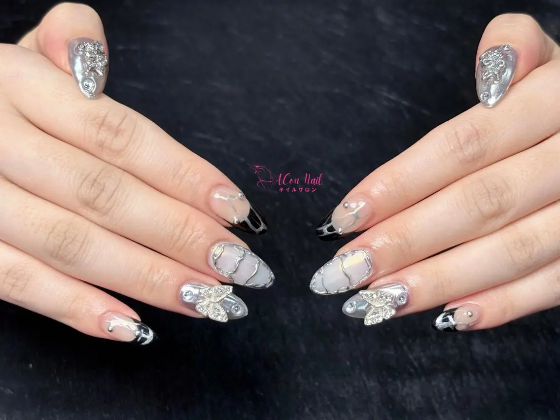 ネイル 桜ネイル 長さ出し フラワーネイル フレンチネイル ジェルネイル ハンドネイル ACon NailSalonのネイルデザイン