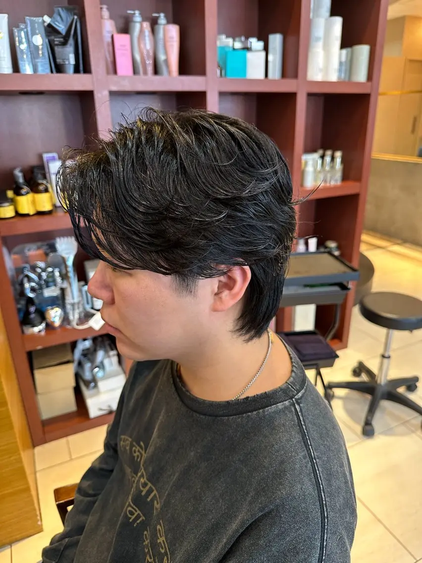 パーマ メンズ カット パーマ メンズカット/ フェザーパーマ/げんのヘアスタイル