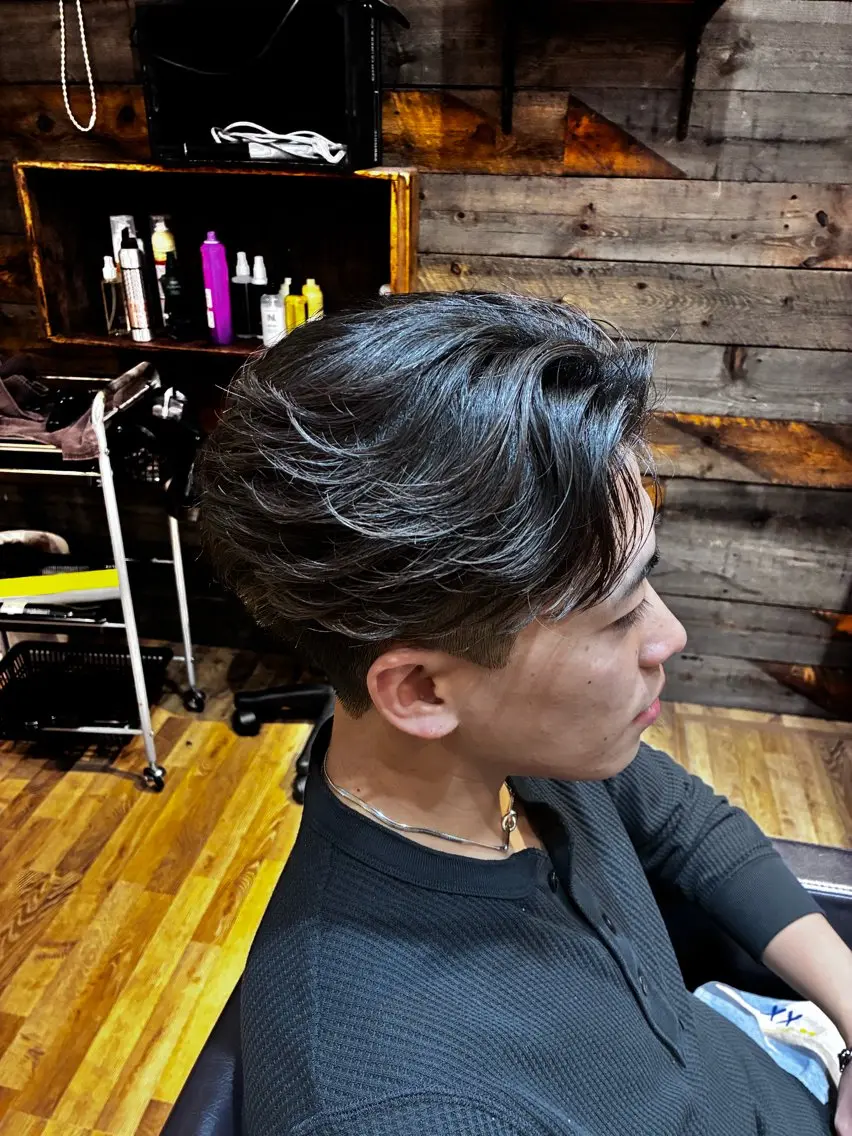 パーマ メンズ フェザーパーマ メンズパーマ 長澤 太陽のヘアスタイル
